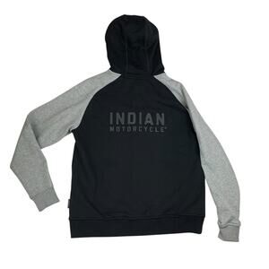 Indian Motorcycles womens medium contrast sleeve zip up sweatshirt black gray